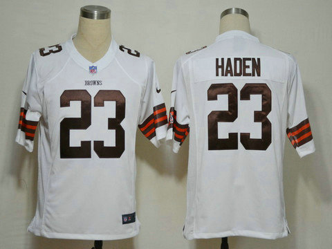 North NFL Cleveland Browns 23 Haden White Nike Game Jerseys